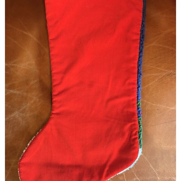 Loop Needlepoint Christmas Stocking Snowman Cardinal Soft Velvet Back Macys 18” - Picture 4 of 5